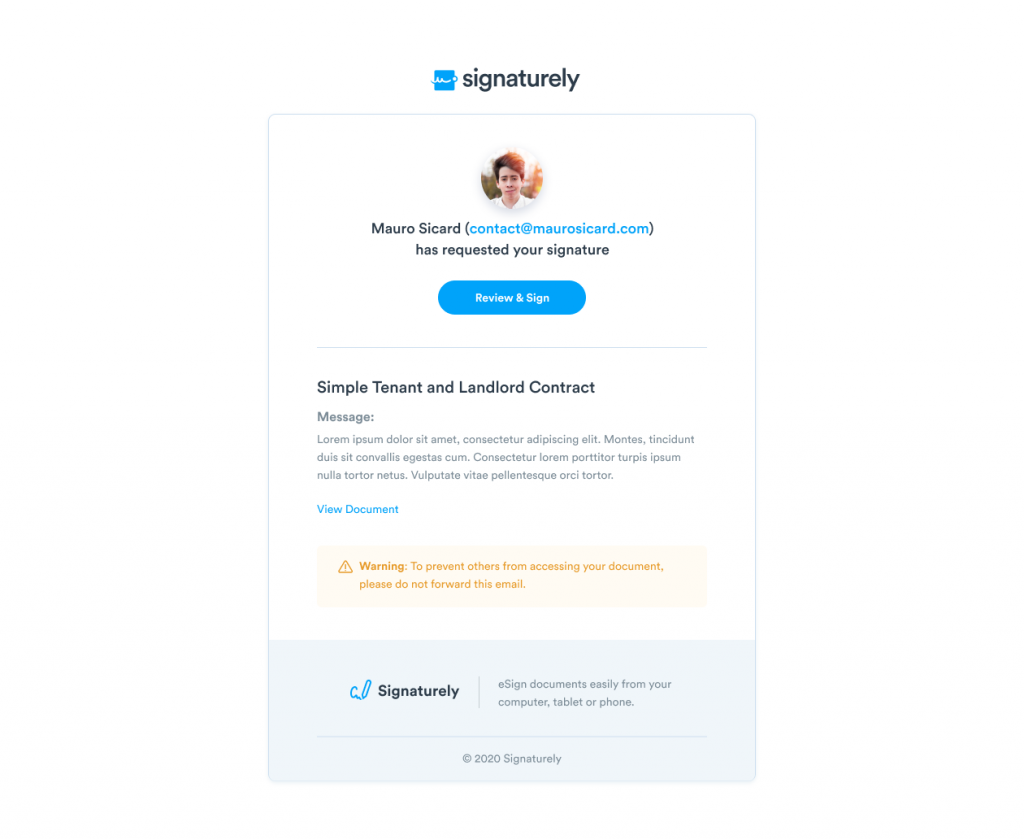 signaturely-signee-message Your signers will receive this message to sign your Google Doc.
